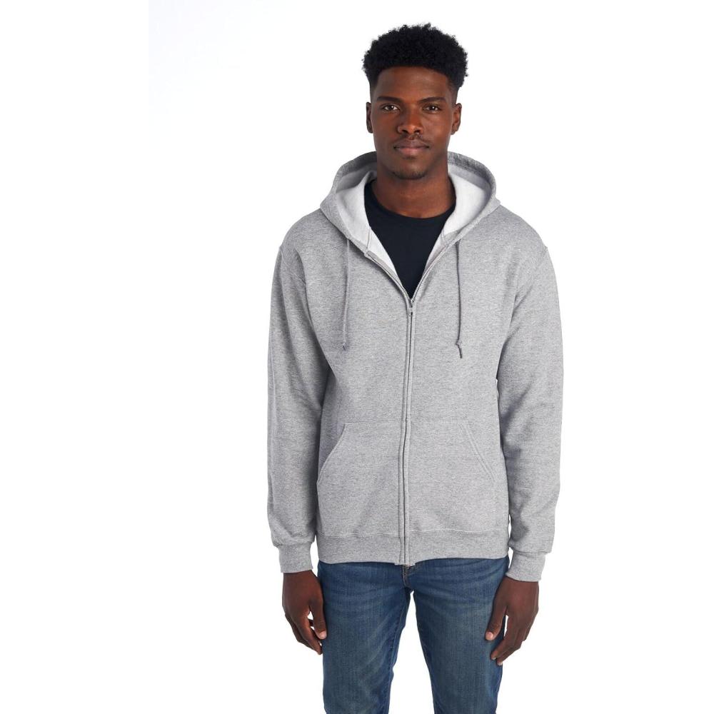 imageJerzees Mens NuBlend Fleece Hoodies ampamp Sweatshirts Cotton Blend Sizes S3XFull Zip  Heather Grey