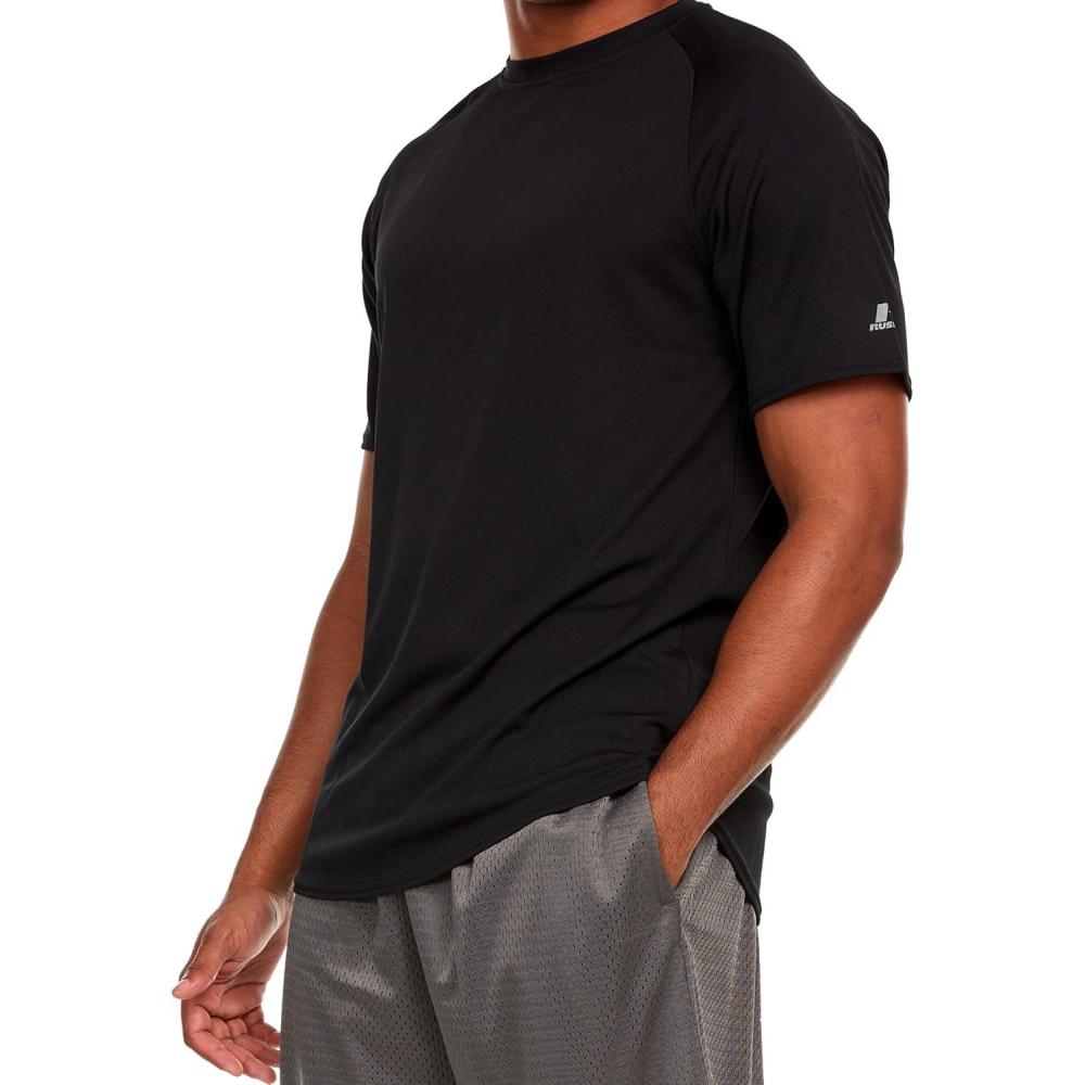 imageRussell Athletic Mens Active Athletic DriPower Loose Fit Short Sleeve Performance TShirt Crew Neck Relaxed FitBlack