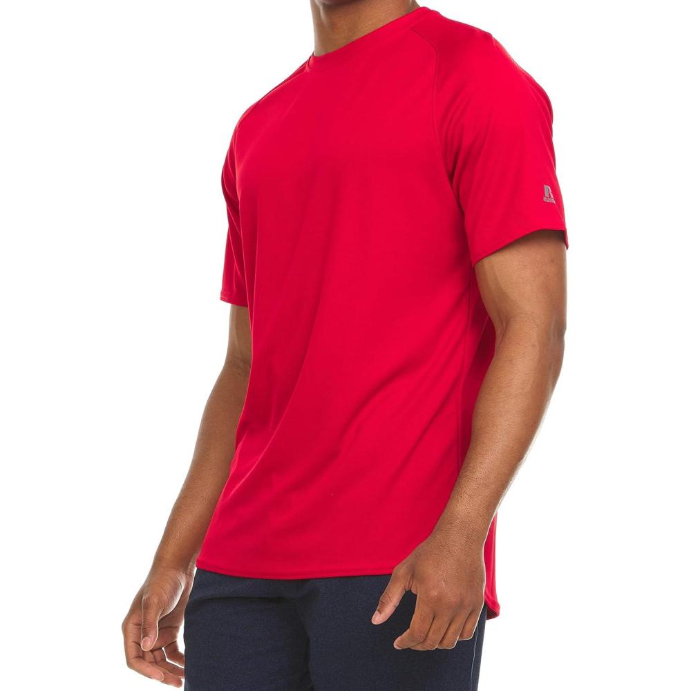 imageRussell Athletic Mens Active Athletic DriPower Loose Fit Short Sleeve Performance TShirt Crew Neck Relaxed FitFire Red