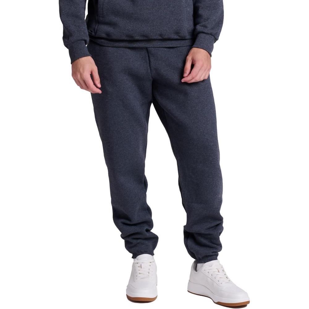 imageRussell Athletic Mens Dri Power Fleece Elastic Bottom Sweatpants Relaxed Fit Moisture Wicking with or Without PocketsBlack Heather With Pockets