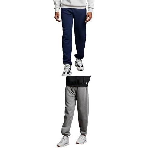 imageRussell Athletic Mens Dri Power Fleece Elastic Bottom Sweatpants Relaxed Fit Moisture Wicking with or Without PocketsNavy