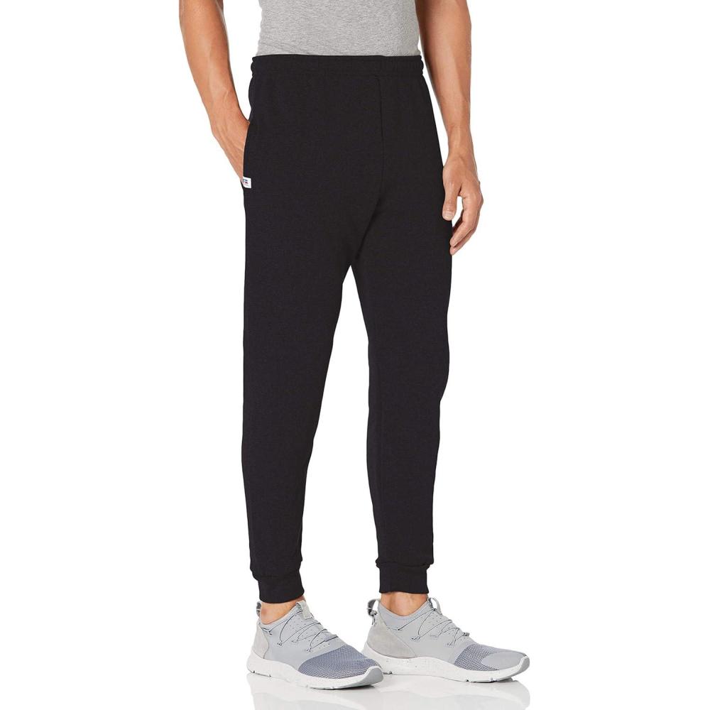 imageRussell Athletic Mens Dri Power Fleece Joggers with Pockets Relaxed Fit Moisture WickingBlack