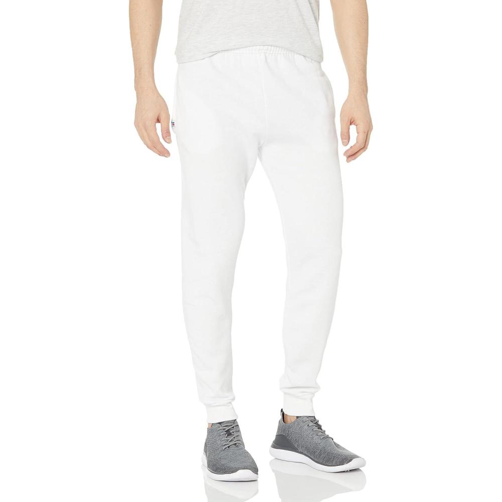 imageRussell Athletic Mens Dri Power Fleece Joggers with Pockets Relaxed Fit Moisture WickingWhite