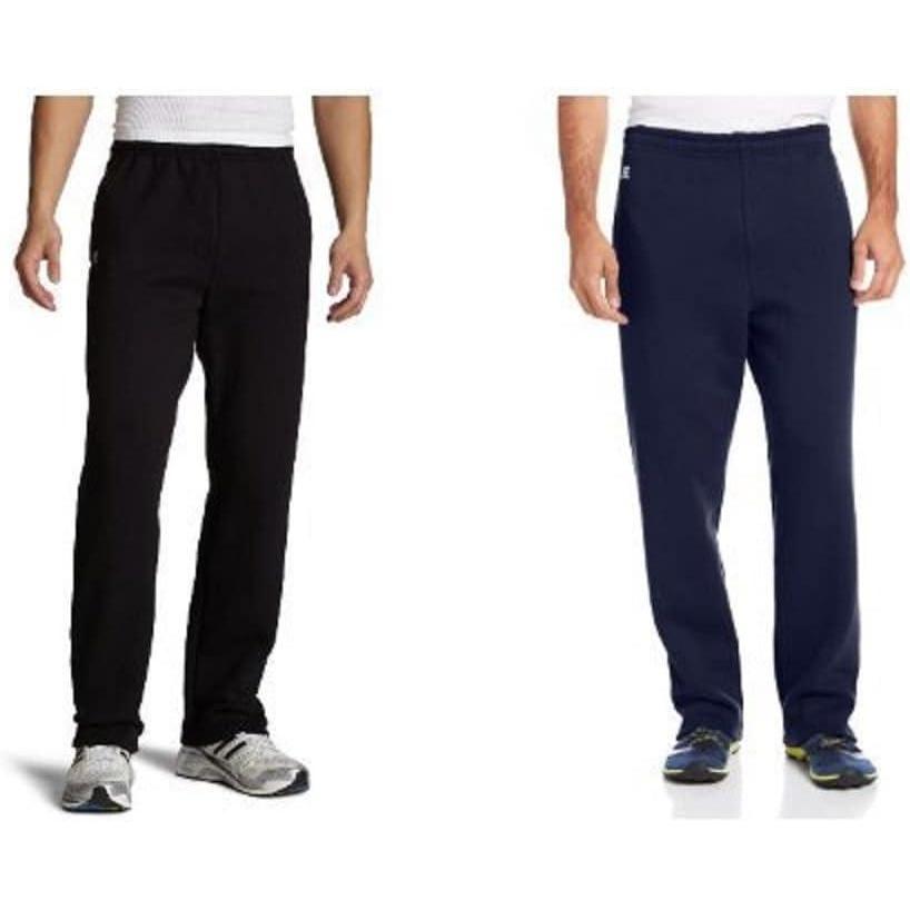 imageRussell Athletic Mens Dri Power Fleece Open Bottom Sweatpants with Pockets Relaxed Fit Moisture Wicking2 Pack  NavyBlack