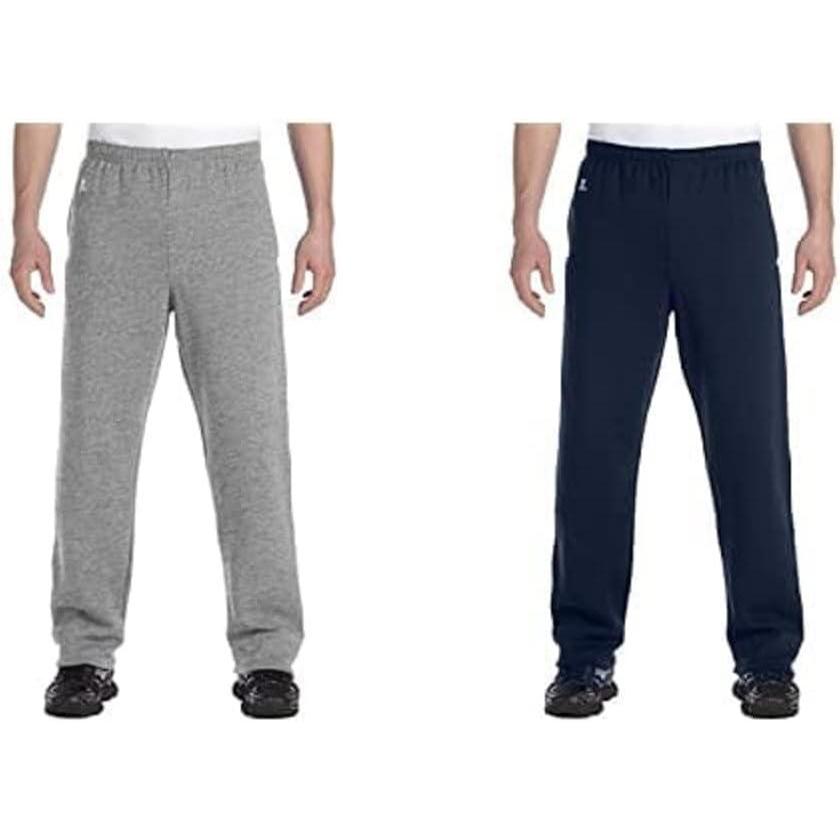 imageRussell Athletic Mens Dri Power Fleece Open Bottom Sweatpants with Pockets Relaxed Fit Moisture Wicking2 Pack  NavyOxford