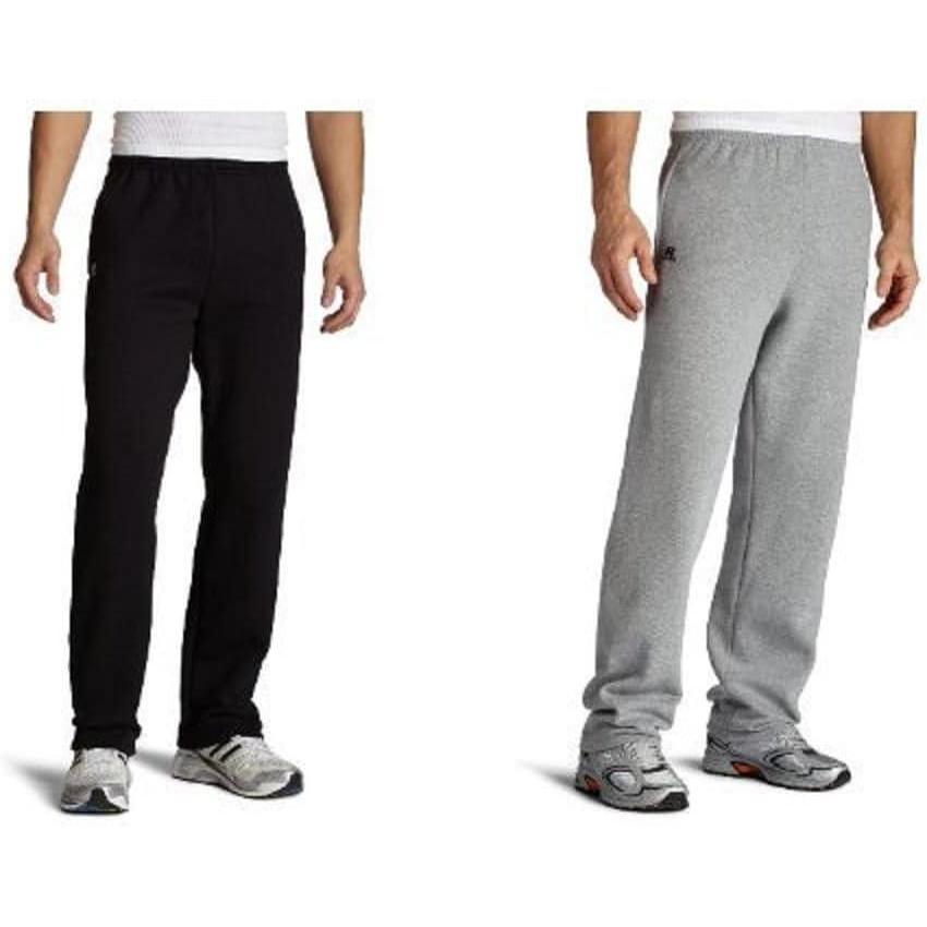imageRussell Athletic Mens Dri Power Fleece Open Bottom Sweatpants with Pockets Relaxed Fit Moisture Wicking2 Pack  OxfordBlack