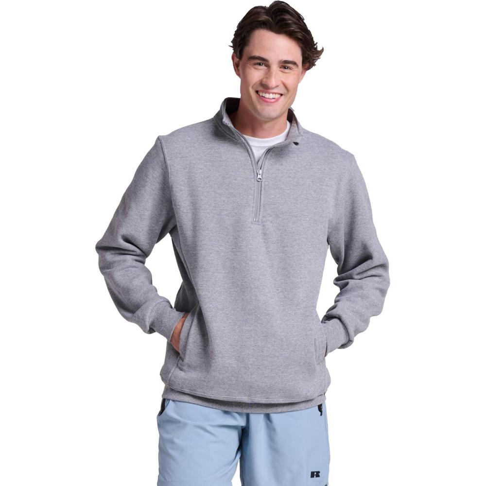 imageRussell Athletic Mens Dri Power Fleece Quarter Zip Moisture Wicking Cotton Blend Relaxed Fit Sizes S4xOxford