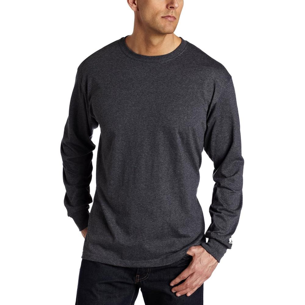 imageRussell Athletic Mens DriPower Long Sleeve Tees Moisture Wicking Odor Protection UPF 30Basic Black Heather