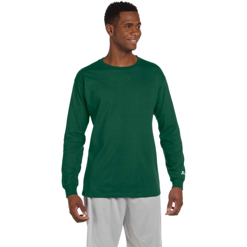 imageRussell Athletic Mens DriPower Long Sleeve Tees Moisture Wicking Odor Protection UPF 30Basic Green