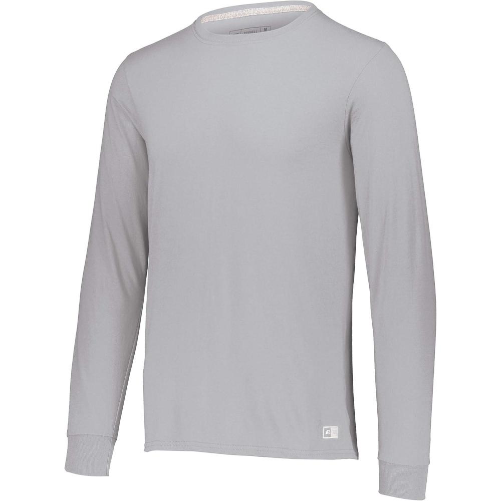 imageRussell Athletic Mens DriPower Long Sleeve Tees Moisture Wicking Odor Protection UPF 30Basic Light Oxford