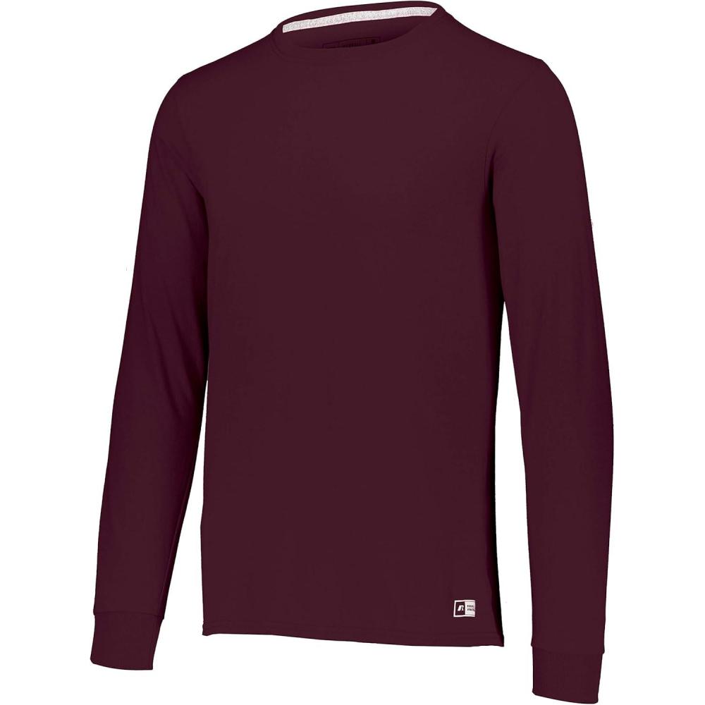 imageRussell Athletic Mens DriPower Long Sleeve Tees Moisture Wicking Odor Protection UPF 30Basic Maroon