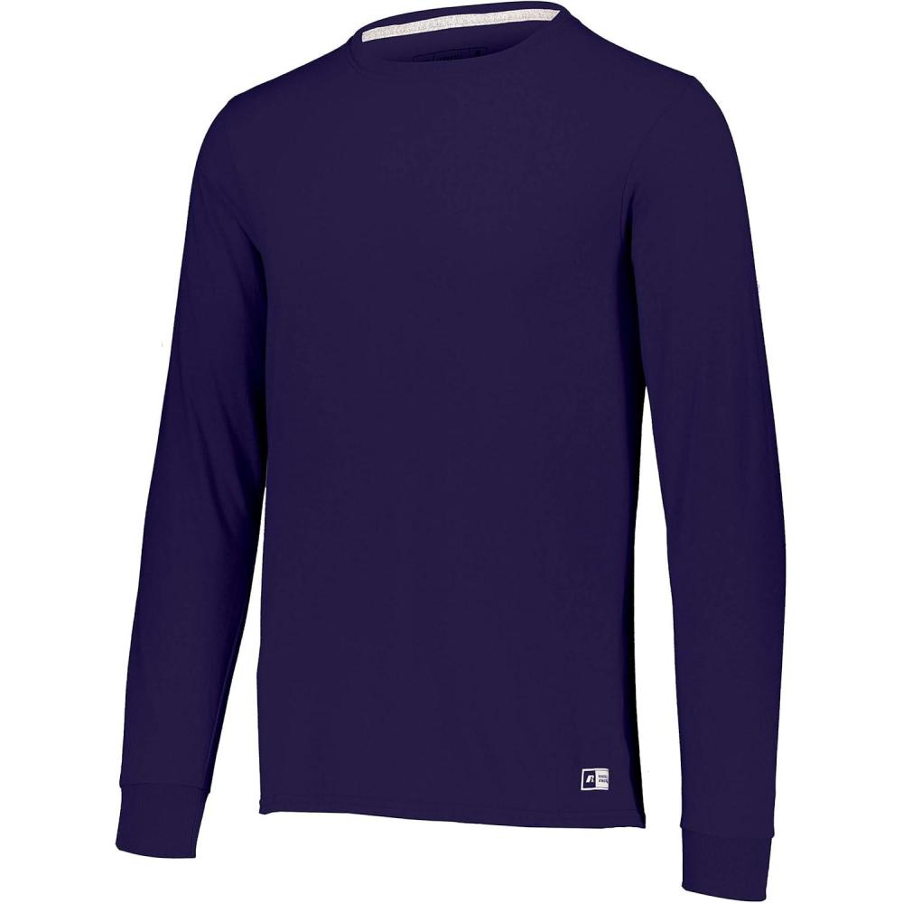 imageRussell Athletic Mens DriPower Long Sleeve Tees Moisture Wicking Odor Protection UPF 30Basic Purple