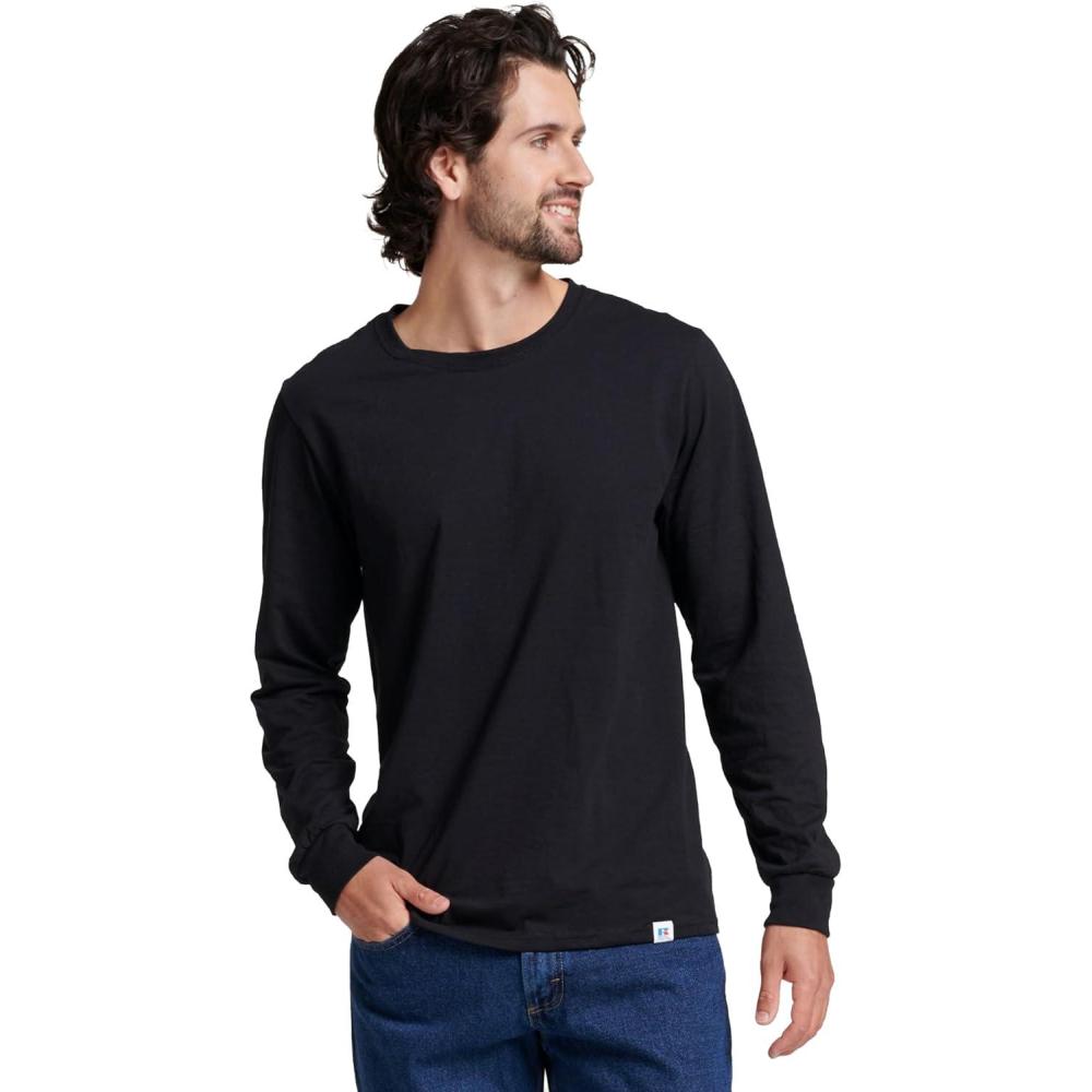 imageRussell Athletic Mens DriPower Long Sleeve Tees Moisture Wicking Odor Protection UPF 30Black