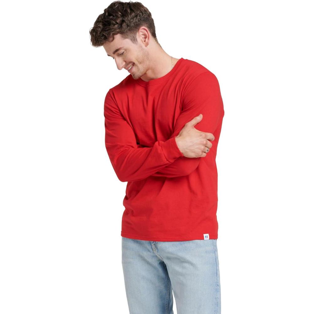 imageRussell Athletic Mens DriPower Long Sleeve Tees Moisture Wicking Odor Protection UPF 30True Red