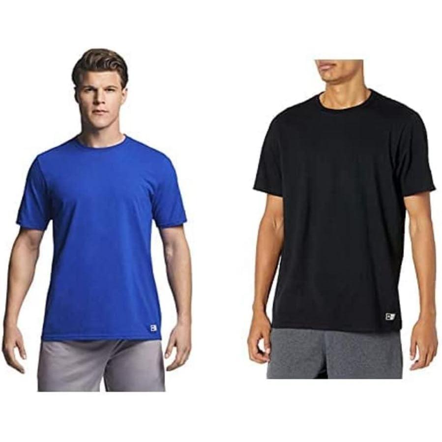 imageRussell Athletic Mens DriPower Short Sleeve Tees Moisture Wicking Odor Protection UPF 30 Sizes S4x2 Pack  BlackRoyal