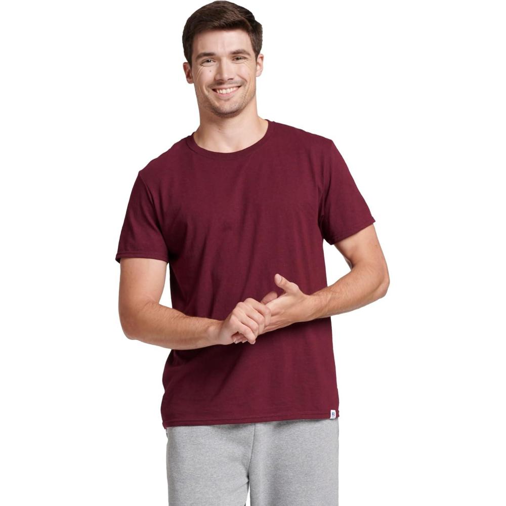 imageRussell Athletic Mens DriPower Short Sleeve Tees Moisture Wicking Odor Protection UPF 30 Sizes S4xMaroon