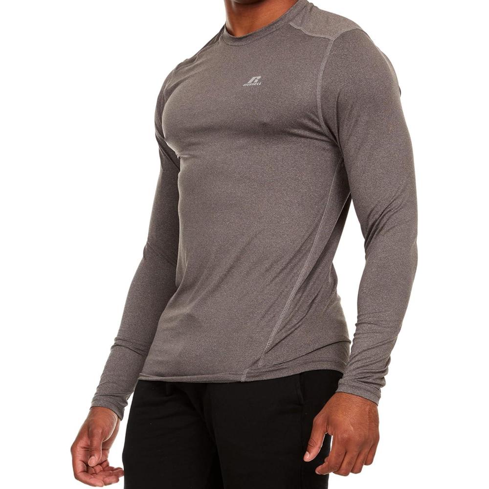imageRussell Athletic Mens Fitted Not Tight Long Sleeve Performance TShirtBlack Heather