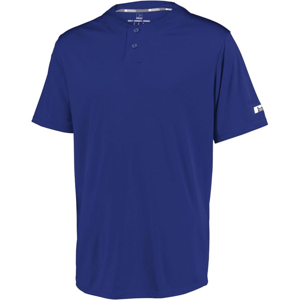 imageRussell Athletic Mens Mens 2Button Baseball Jersey  Short Sleeve MoistureWicking DriPower Performance ShirtRoyal