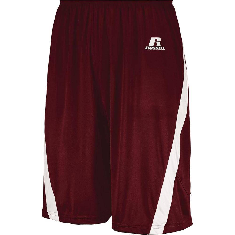 imageRussell Athletic UnisexAdult Athletic Cut Basketball ShortsCardinalWhite
