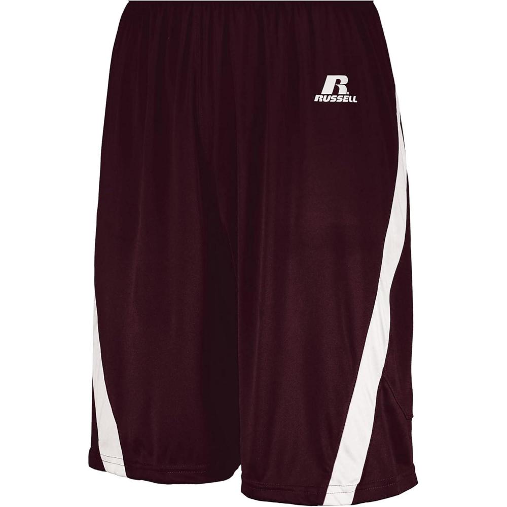 imageRussell Athletic UnisexAdult Athletic Cut Basketball ShortsMaroonWhite