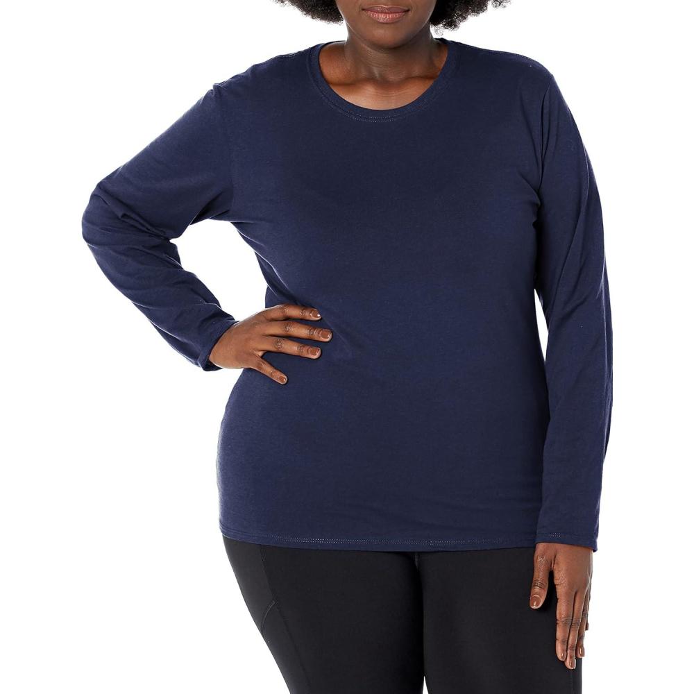 imageRussell Athletic Womens Cotton Performance TShirtsLong Sleeve  Navy