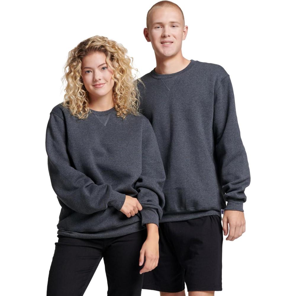 imageRussell Athletic mens Dripower Fleece Sweatshirts Moisture Wicking Cotton Blend Relaxed Fit Sizes S4xBlack Heather
