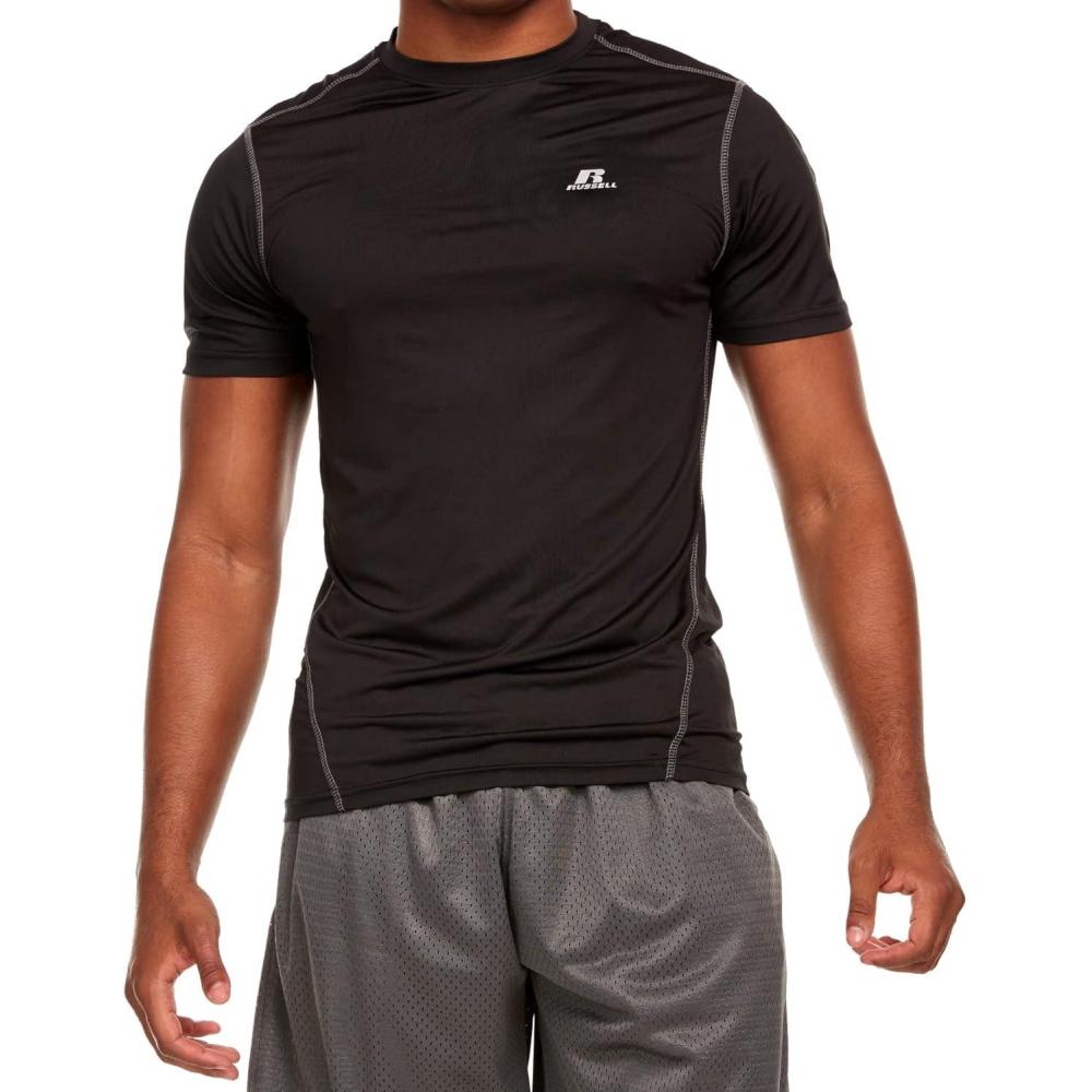 imageRussell Mens Active Athletic Fitted Not Tight DriPower Short Sleeve Performance TShirt for Gym RunningBlack