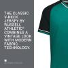 Russell Athletic Men’s Classic V-Neck Baseball Jersey: Vintage Appeal, with Dri-Power Moisture-Wicking(Aqua/Black/White)