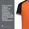 Russell Athletic Men’s Classic V-Neck Baseball Jersey: Vintage Appeal, with Dri-Power Moisture-Wicking(Burnt Orange/Black/White)