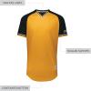 Russell Athletic Men’s Classic V-Neck Baseball Jersey: Vintage Appeal, with Dri-Power Moisture-Wicking(Gold/Black/White)