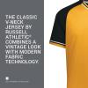 Russell Athletic Men’s Classic V-Neck Baseball Jersey: Vintage Appeal, with Dri-Power Moisture-Wicking(Gold/Black/White)
