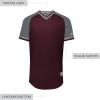 Russell Athletic Men’s Classic V-Neck Baseball Jersey: Vintage Appeal, with Dri-Power Moisture-Wicking(Maroon/Steel/White)