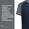 Russell Athletic Men’s Classic V-Neck Baseball Jersey: Vintage Appeal, with Dri-Power Moisture-Wicking(Navy/Steel/White)