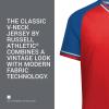 Russell Athletic Men’s Classic V-Neck Baseball Jersey: Vintage Appeal, with Dri-Power Moisture-Wicking(True Red/Royal/White)