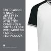 Russell Athletic Men’s Classic V-Neck Baseball Jersey: Vintage Appeal, with Dri-Power Moisture-Wicking(White/Black/White)