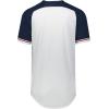 Russell Athletic Men’s Classic V-Neck Baseball Jersey: Vintage Appeal, with Dri-Power Moisture-Wicking(White/Navy/True Red)