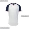 Russell Athletic Men’s Classic V-Neck Baseball Jersey: Vintage Appeal, with Dri-Power Moisture-Wicking(White/Navy/True Red)