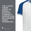 Russell Athletic Men’s Classic V-Neck Baseball Jersey: Vintage Appeal, with Dri-Power Moisture-Wicking(White/Royal/White)