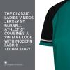 Russell Athletic Womens Women’s V-Neck Softball Jersey – Short Sleeve Moisture-Wicking Tee – Classic Athletic Wear(Aqua/Black/White)