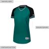 Russell Athletic Womens Women’s V-Neck Softball Jersey – Short Sleeve Moisture-Wicking Tee – Classic Athletic Wear(Aqua/Black/White)