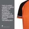 Russell Athletic Womens Women’s V-Neck Softball Jersey – Short Sleeve Moisture-Wicking Tee – Classic Athletic Wear(Burnt Orange/Black/White)