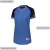 Russell Athletic Womens Women’s V-Neck Softball Jersey – Short Sleeve Moisture-Wicking Tee – Classic Athletic Wear(Columbia Blue/Navy/White)