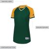 Russell Athletic Womens Women’s V-Neck Softball Jersey – Short Sleeve Moisture-Wicking Tee – Classic Athletic Wear(Dark Green/Gold/White)