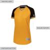 Russell Athletic Womens Women’s V-Neck Softball Jersey – Short Sleeve Moisture-Wicking Tee – Classic Athletic Wear(Gold/Black/White)