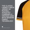 Russell Athletic Womens Women’s V-Neck Softball Jersey – Short Sleeve Moisture-Wicking Tee – Classic Athletic Wear(Gold/Black/White)