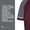 Russell Athletic Womens Women’s V-Neck Softball Jersey – Short Sleeve Moisture-Wicking Tee – Classic Athletic Wear(Maroon/Steel/White)