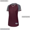 Russell Athletic Womens Women’s V-Neck Softball Jersey – Short Sleeve Moisture-Wicking Tee – Classic Athletic Wear(Maroon/Steel/White)