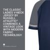 Russell Athletic Womens Women’s V-Neck Softball Jersey – Short Sleeve Moisture-Wicking Tee – Classic Athletic Wear(Navy/Steel/White)