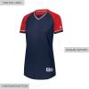 Russell Athletic Womens Women’s V-Neck Softball Jersey – Short Sleeve Moisture-Wicking Tee – Classic Athletic Wear(Navy/True Red/White)