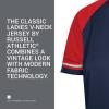 Russell Athletic Womens Women’s V-Neck Softball Jersey – Short Sleeve Moisture-Wicking Tee – Classic Athletic Wear(Navy/True Red/White)